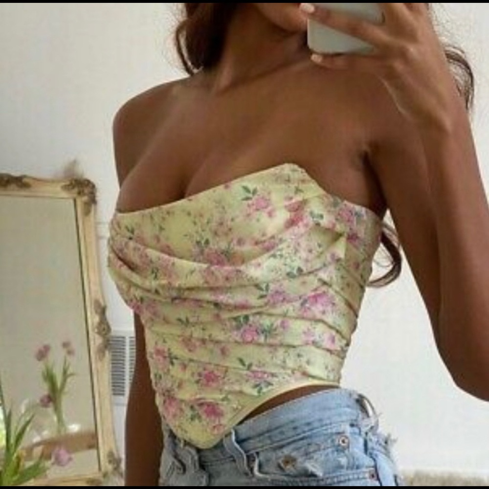 House of CB VIVIENNE 🍋LEMON FLORAL CORSET size small